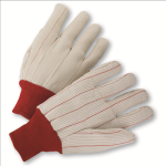 West Chester K81SCNCRI Cotton Corded Double Palm Gloves Red Knit Wrist